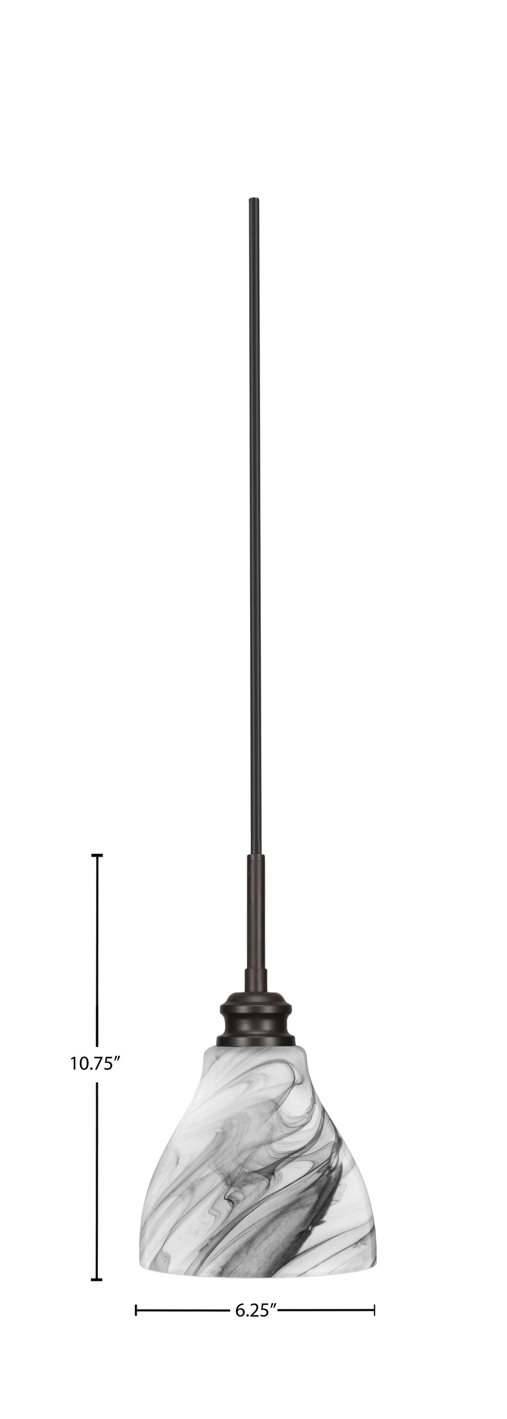 Edge One Light Mini Pendant in Espresso with 6.25" Onyx Swirl Shade