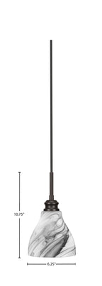 Edge One Light Mini Pendant in Espresso with 6.25" Onyx Swirl Shade
