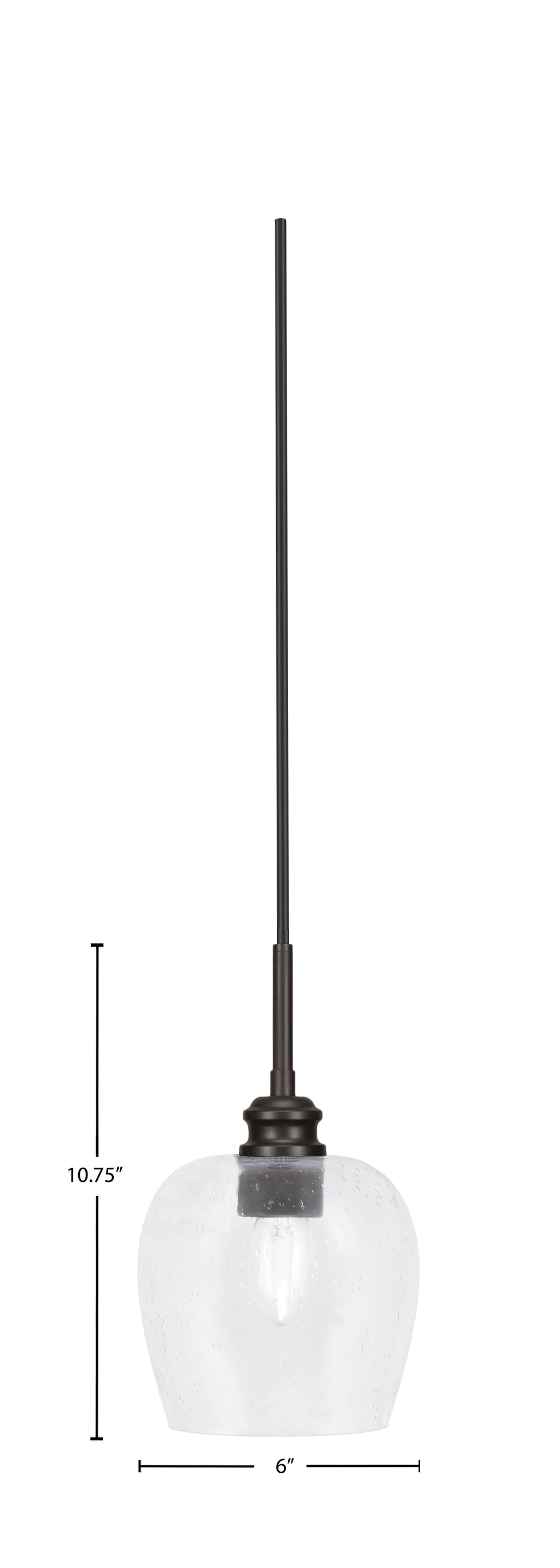 Edge One Light Mini Pendant in Espresso with 6" Clear Bubble Shade