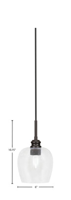 Edge One Light Mini Pendant in Espresso with 6" Clear Bubble Shade