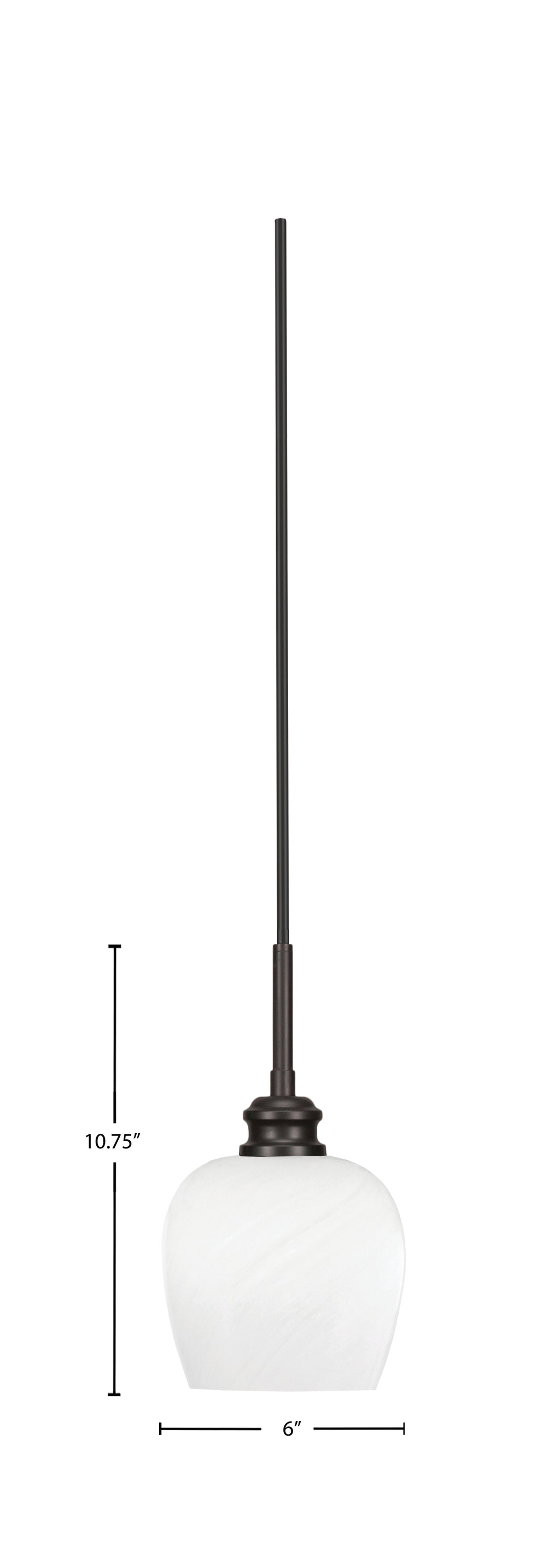 Edge One Light Mini Pendant in Espresso with 6" White Marble Shade
