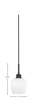 Edge One Light Mini Pendant in Espresso with 6" White Marble Shade