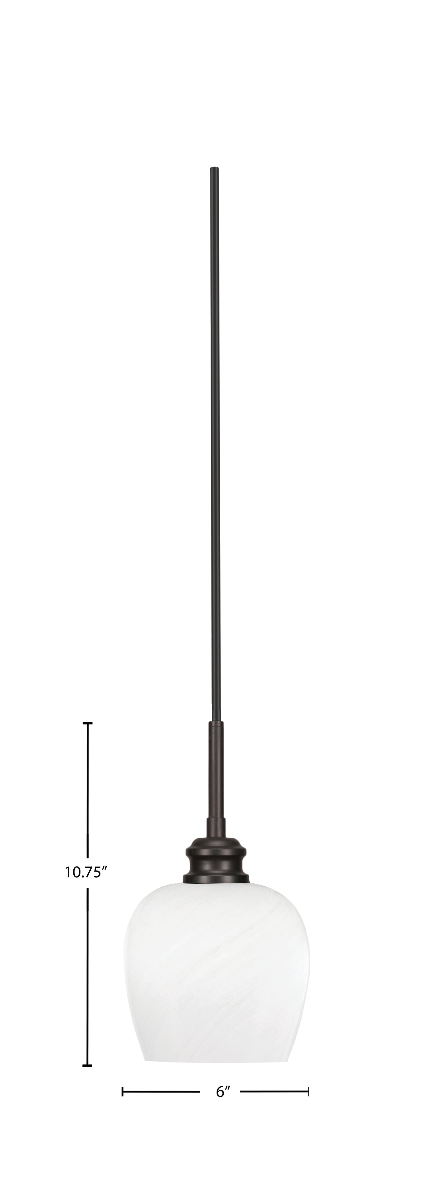 Edge One Light Mini Pendant in Espresso with 6" White Marble Shade