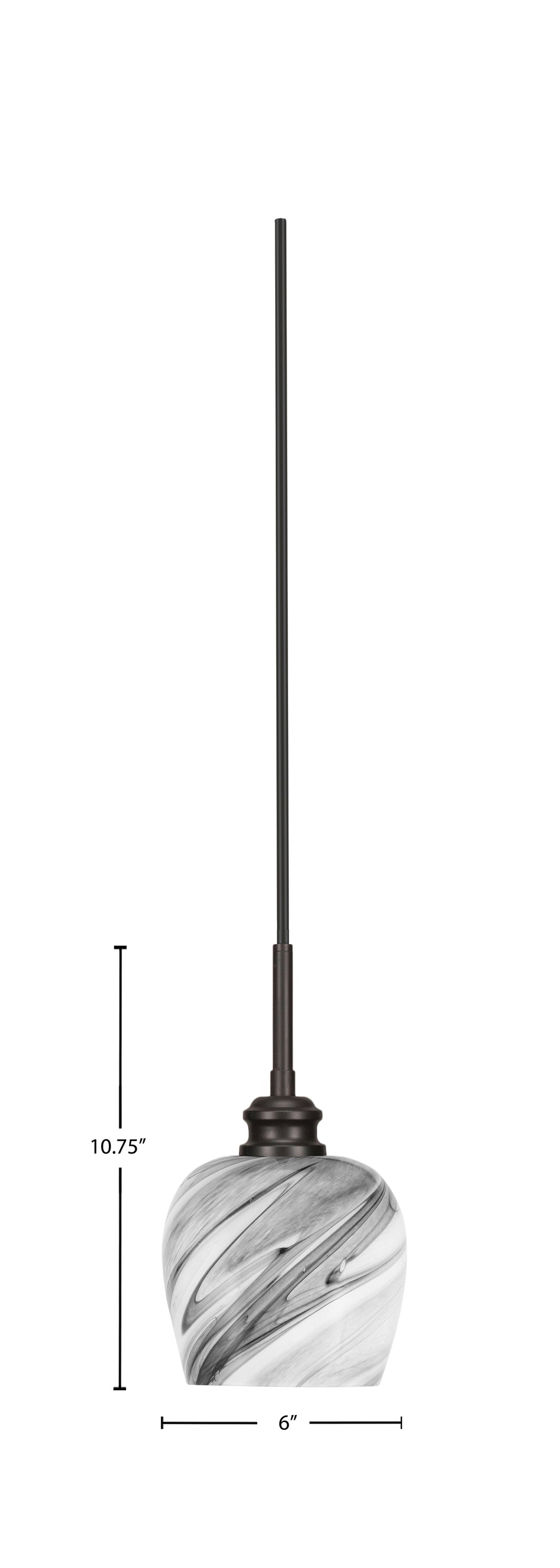 Edge One Light Mini Pendant in Espresso with 6" Onyx Swirl Shade