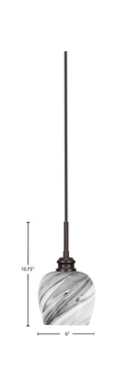 Edge One Light Mini Pendant in Espresso with 6" Onyx Swirl Shade