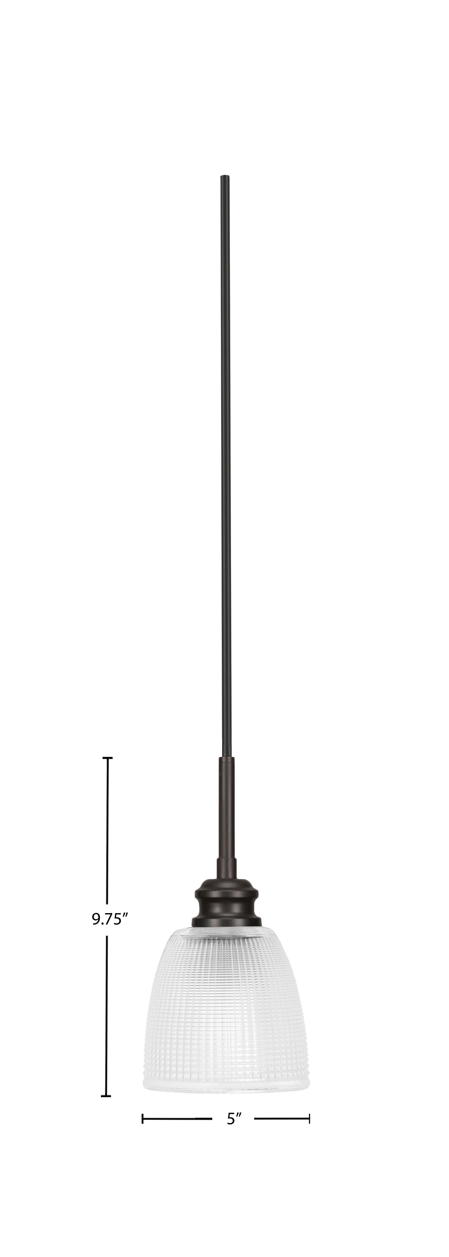 Edge One Light Mini Pendant in Espresso with 5" Clear Ribbed Shade
