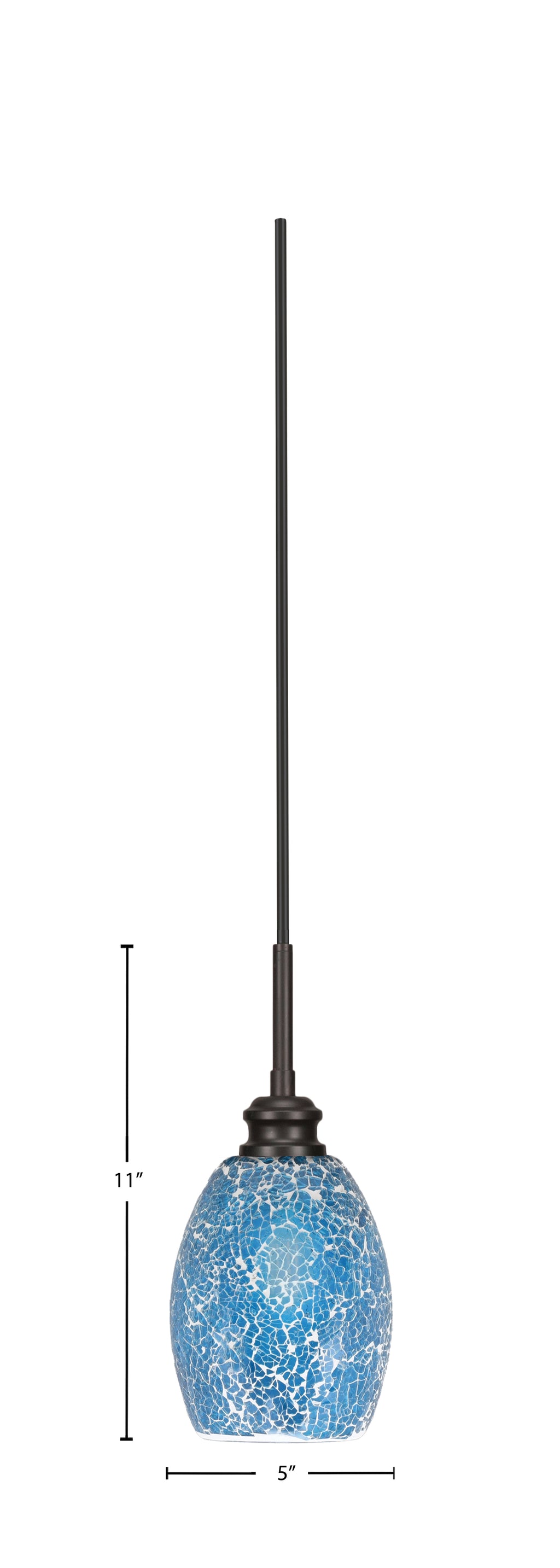 Edge One Light Mini Pendant in Espresso with 5" Turquoise Fusion Shade