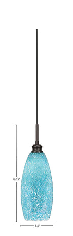 Edge One Light Mini Pendant in Espresso with 5.5" Turquoise Fusion Shade