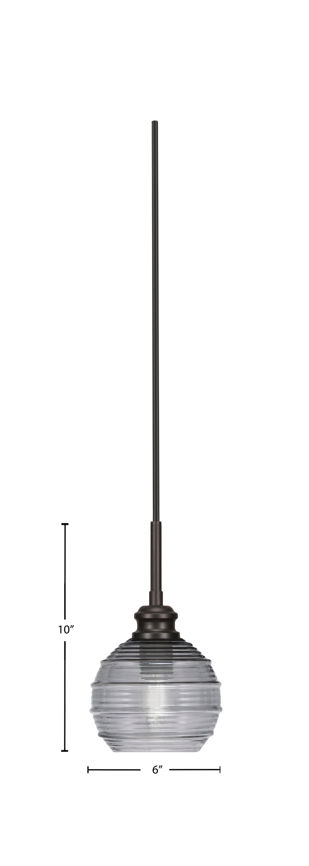 Edge One Light Mini Pendant in Espresso with 6" Smoke Ribbed Shade