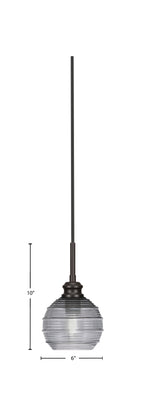 Edge One Light Mini Pendant in Espresso with 6" Smoke Ribbed Shade
