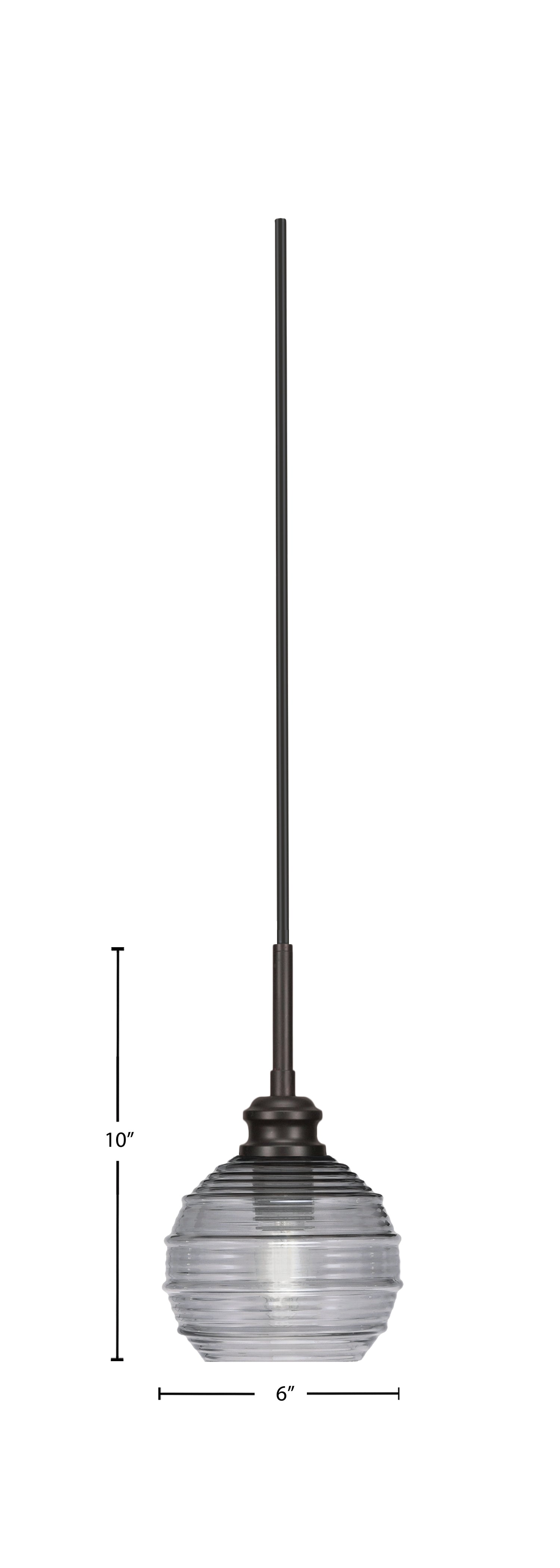 Edge One Light Mini Pendant in Espresso with 6" Smoke Ribbed Shade