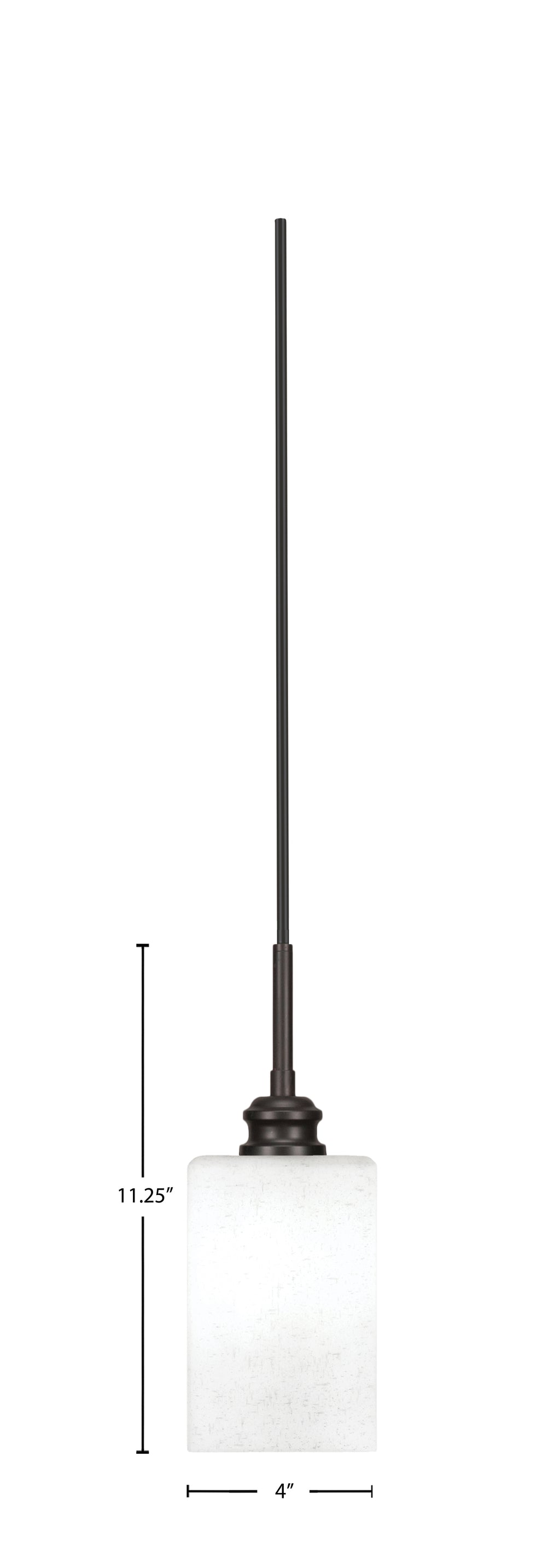 Edge One Light Mini Pendant in Espresso with 4" Square White Muslin Shade