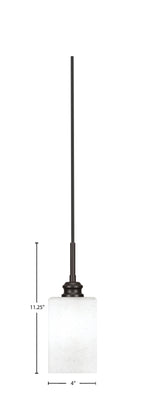 Edge One Light Mini Pendant in Espresso with 4" Square White Muslin Shade
