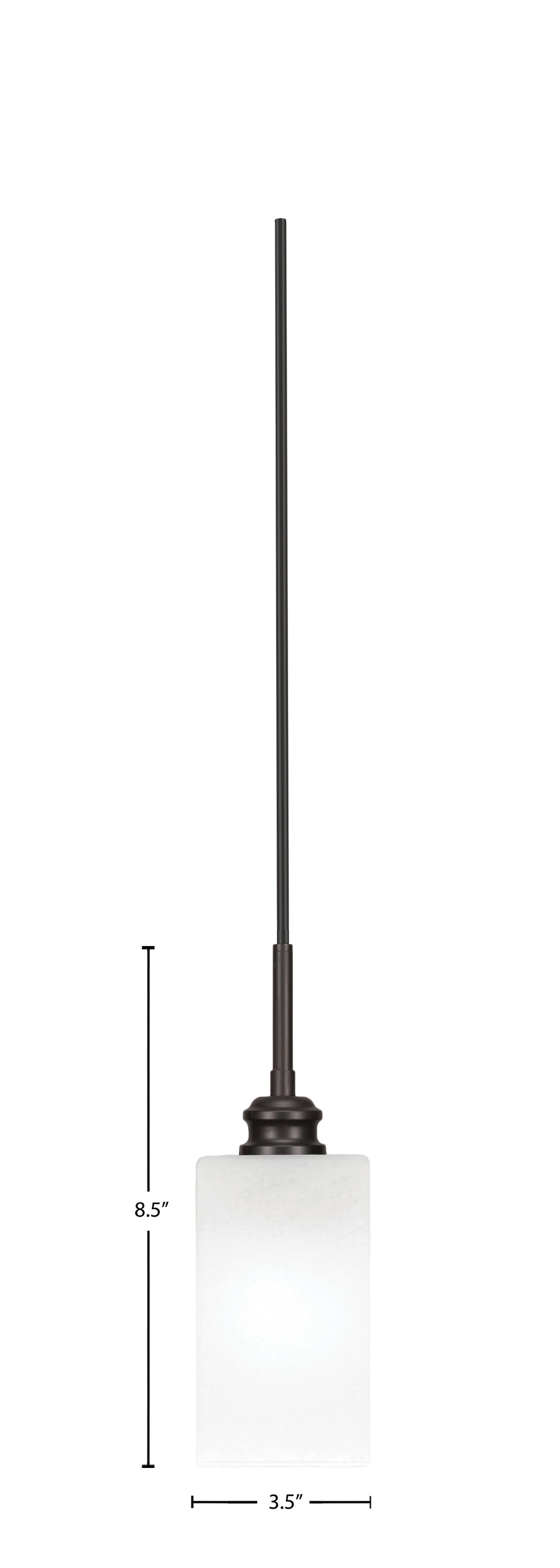 Edge One Light Mini Pendant in Espresso with 3.5" Square White Marble Shade
