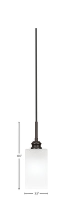 Edge One Light Mini Pendant in Espresso with 3.5" Square White Marble Shade