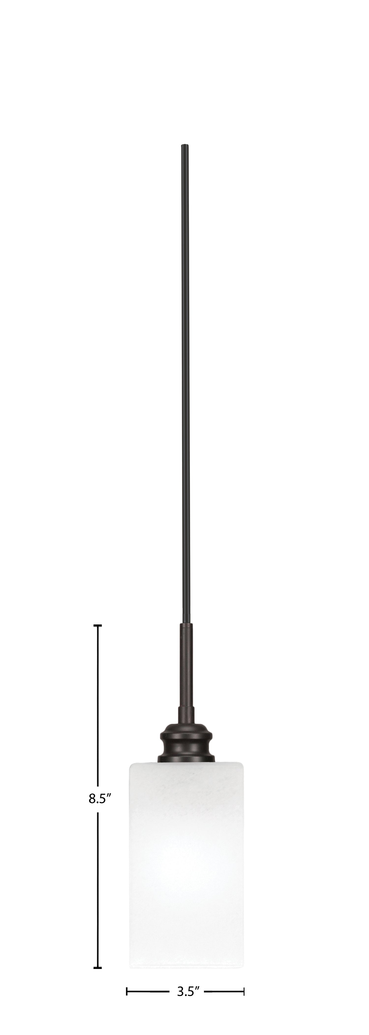 Edge One Light Mini Pendant in Espresso with 3.5" Square White Marble Shade