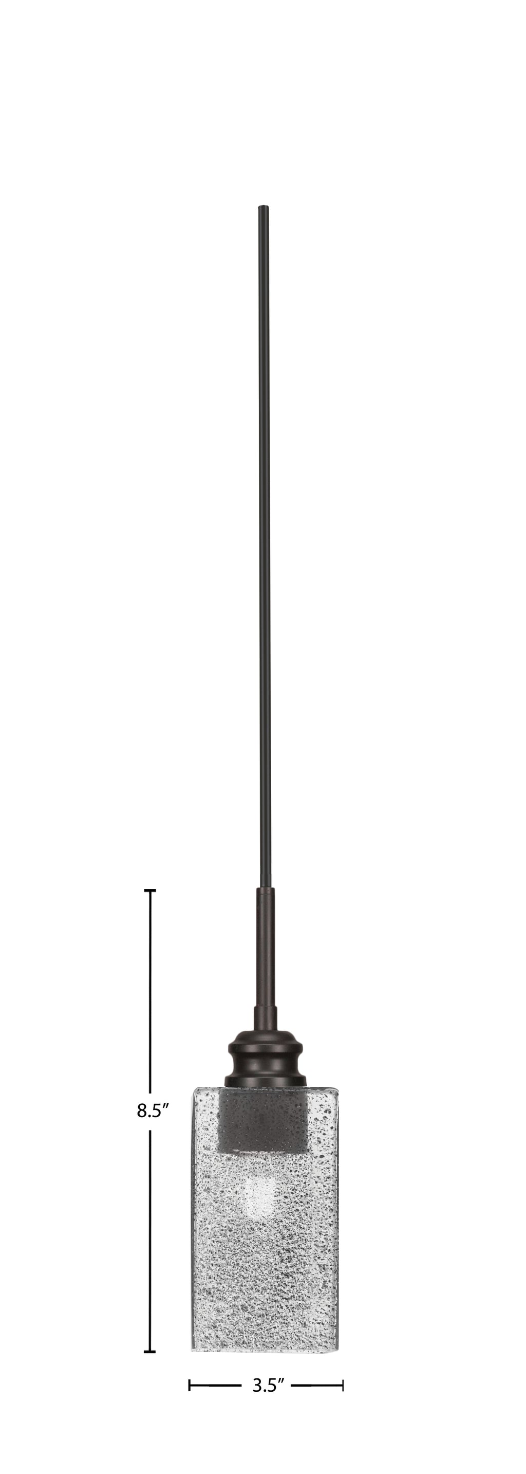 Edge One Light Mini Pendant in Espresso with 3.5" Square Smoke Bubble Shade