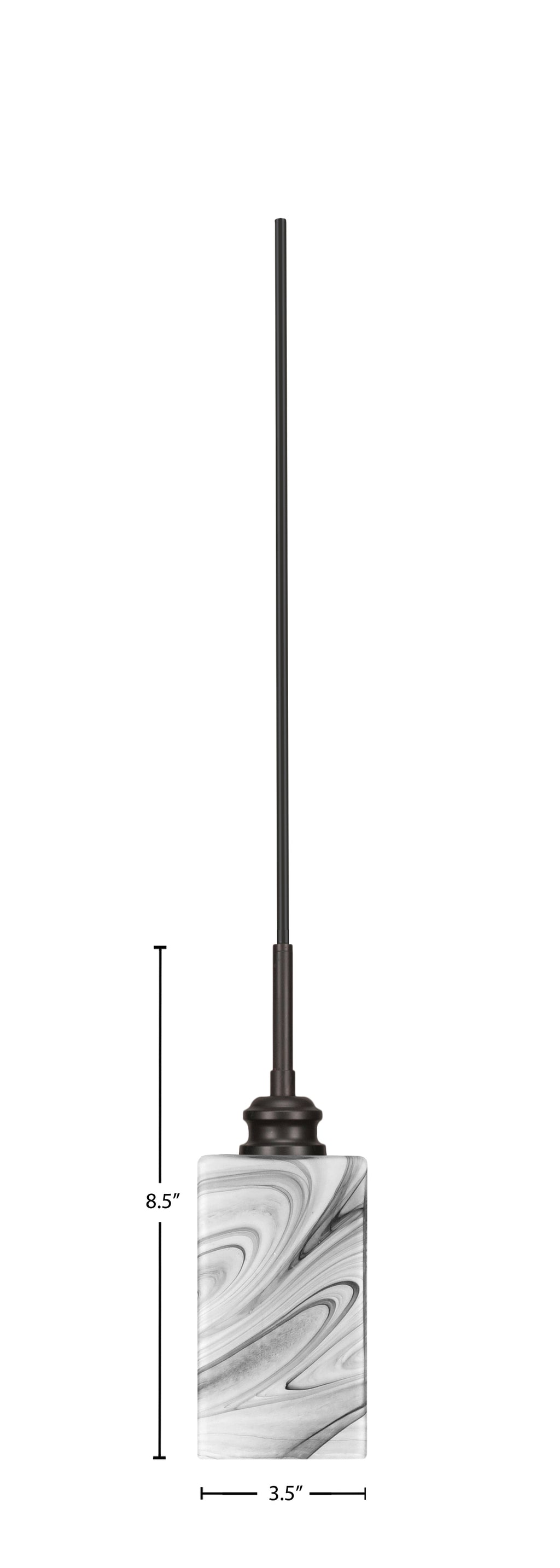 Edge One Light Mini Pendant in Espresso with 3.5" Square Onyx Swirl Shade