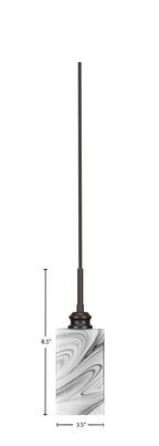 Edge One Light Mini Pendant in Espresso with 3.5" Square Onyx Swirl Shade