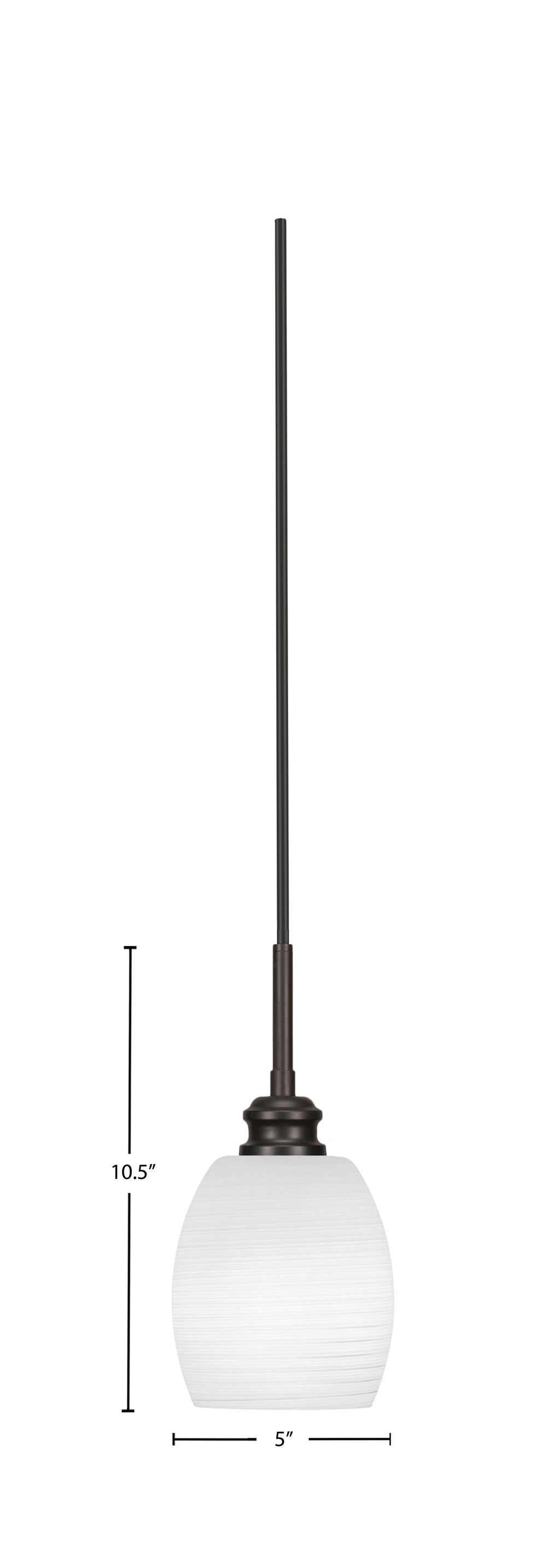 Edge One Light Mini Pendant in Espresso with 5" White Linen Shade