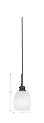Edge One Light Mini Pendant in Espresso with 5" White Linen Shade