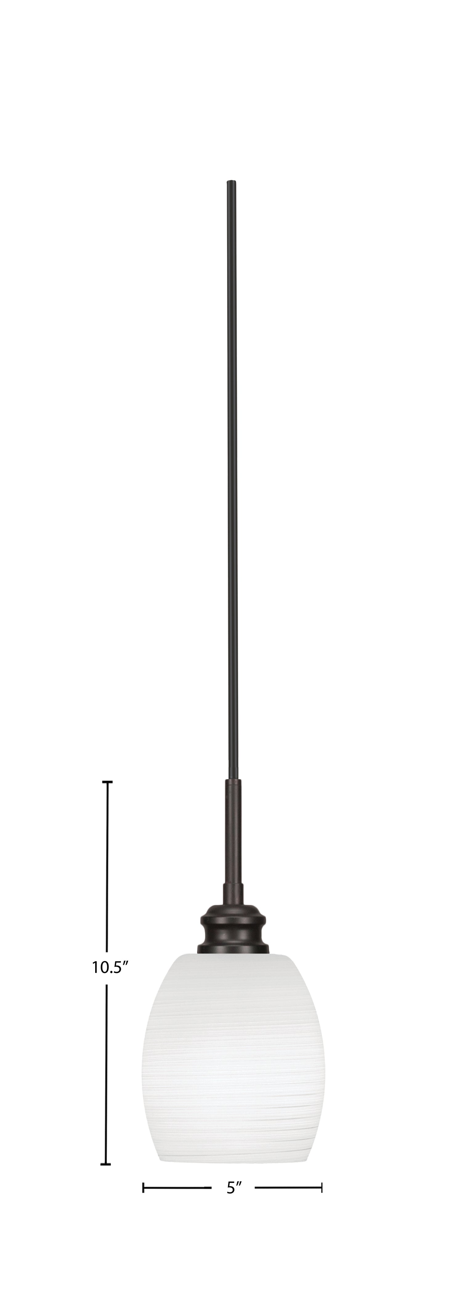 Edge One Light Mini Pendant in Espresso with 5" White Linen Shade
