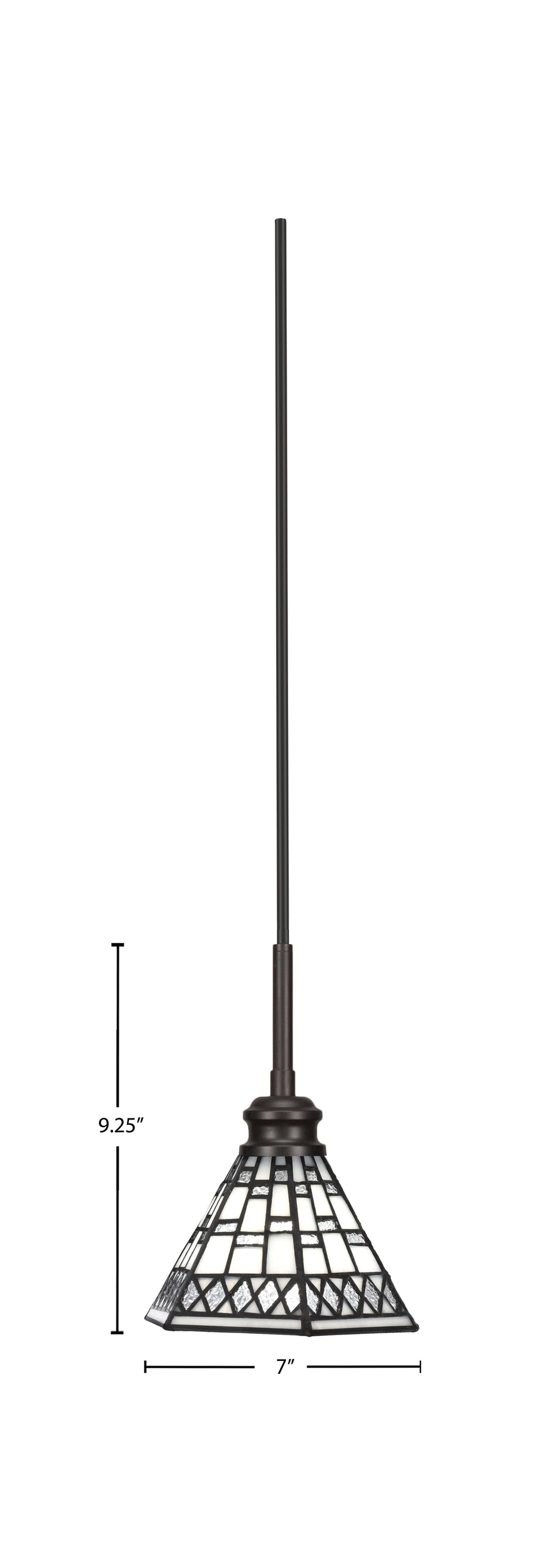 Edge One Light Mini Pendant in Espresso with 7" Pewter Art Glass Shade