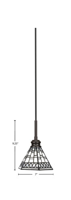 Edge One Light Mini Pendant in Espresso with 7" Pewter Art Glass Shade