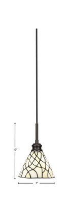 Edge One Light Mini Pendant in Espresso with 7" Sandhill Art Glass Shade