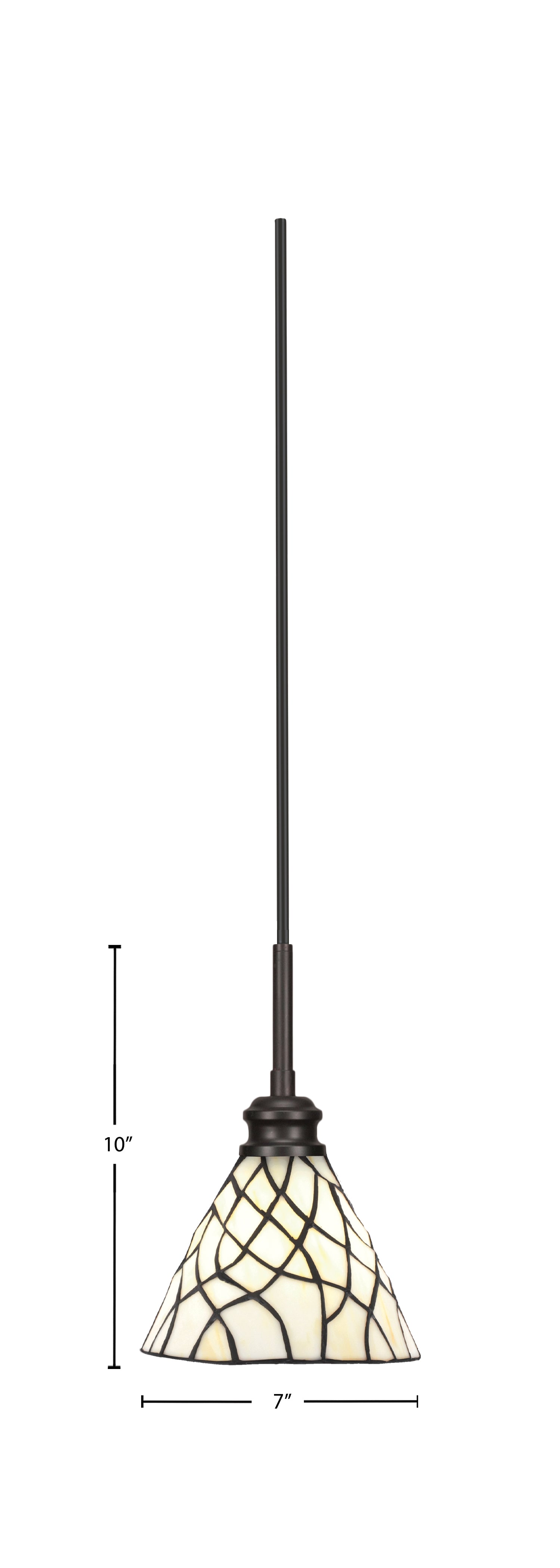 Edge One Light Mini Pendant in Espresso with 7" Sandhill Art Glass Shade