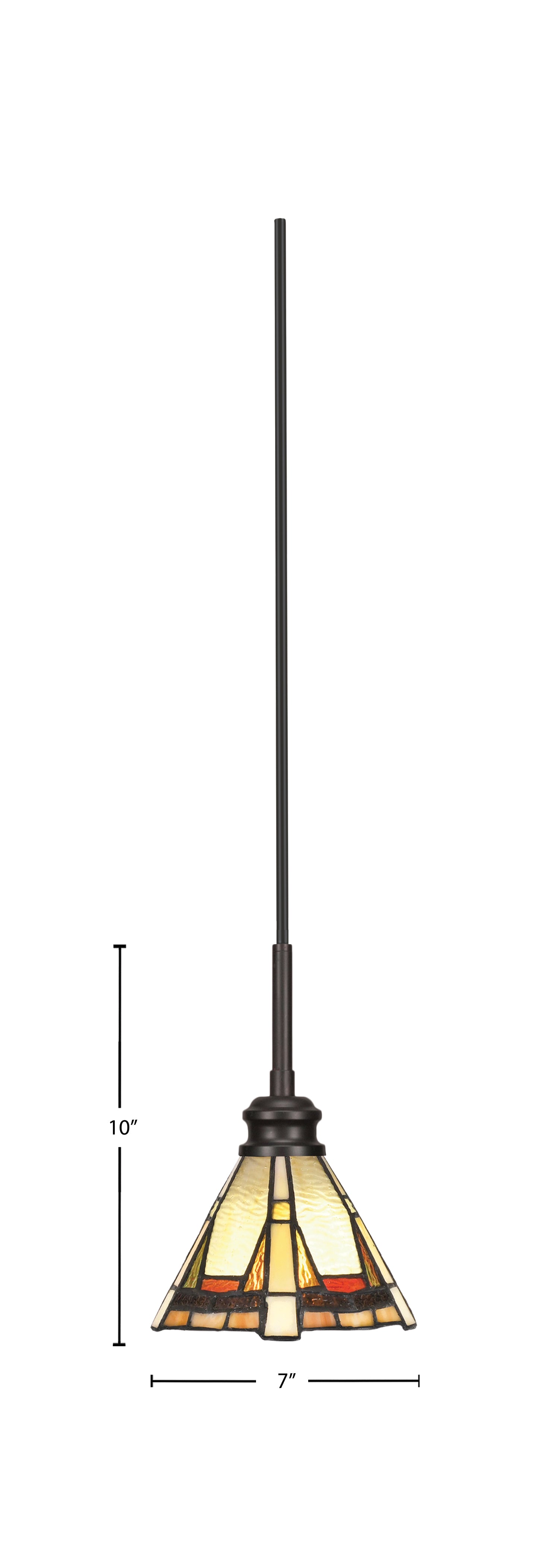 Edge One Light Mini Pendant in Espresso with 7" Zion Art Glass Shade