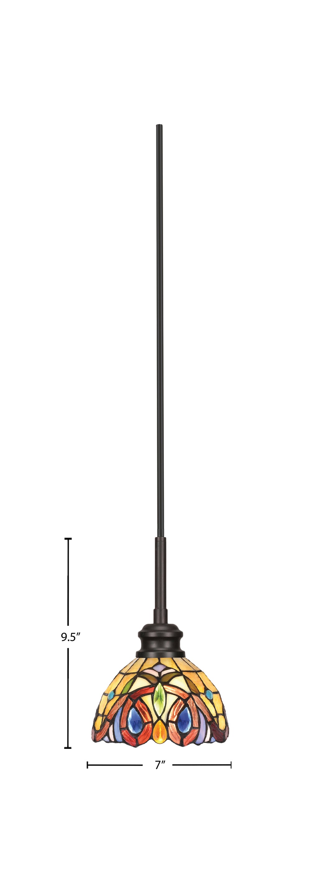 Edge One Light Mini Pendant in Espresso with 7" Lynx Art Glass Shade