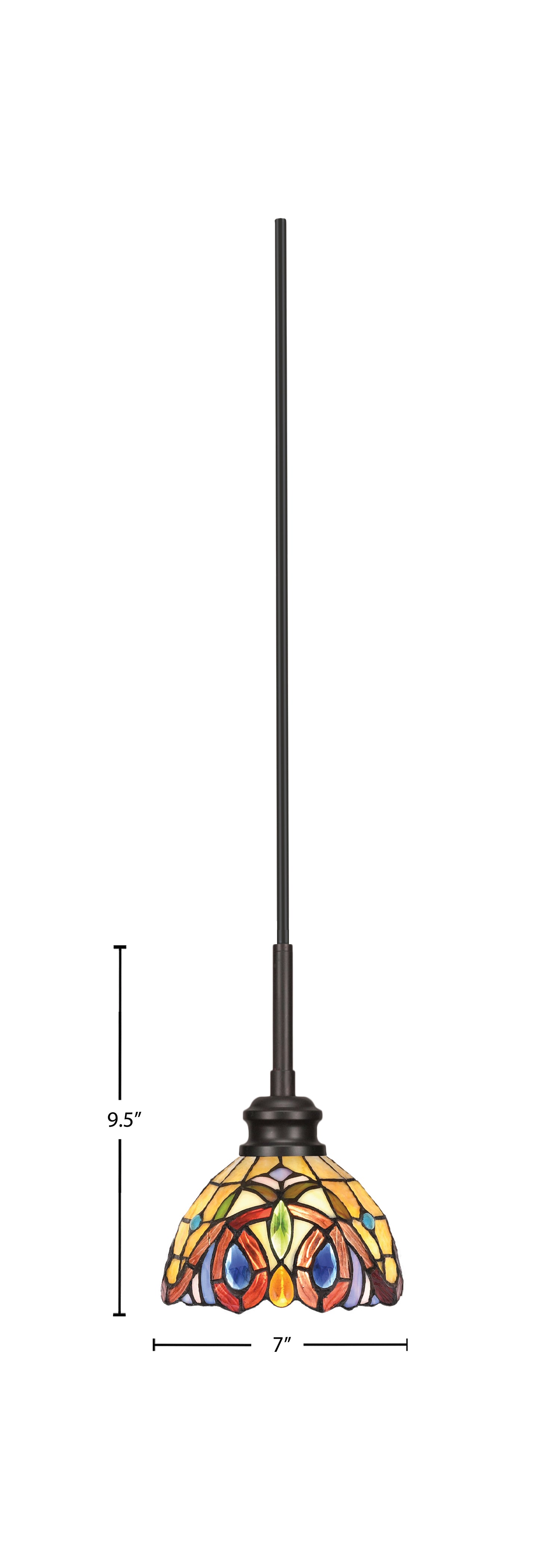 Edge One Light Mini Pendant in Espresso with 7" Lynx Art Glass Shade