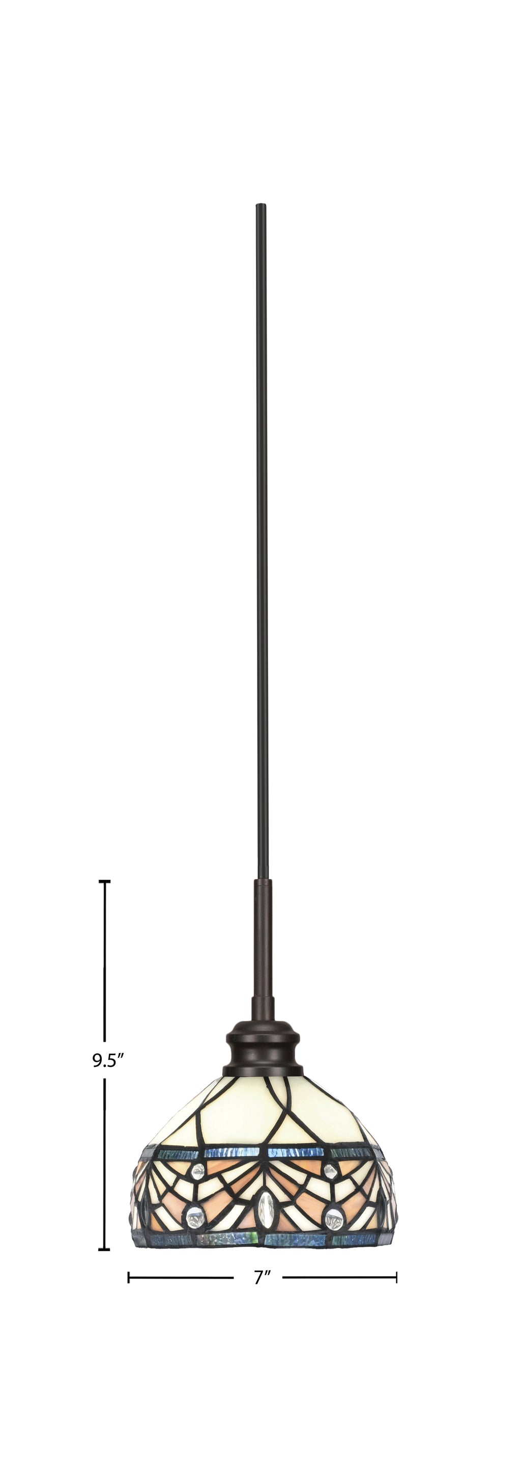 Edge One Light Mini Pendant in Espresso with 7" Royal Merlot Art Glass Shade
