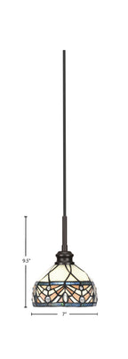 Edge One Light Mini Pendant in Espresso with 7" Royal Merlot Art Glass Shade