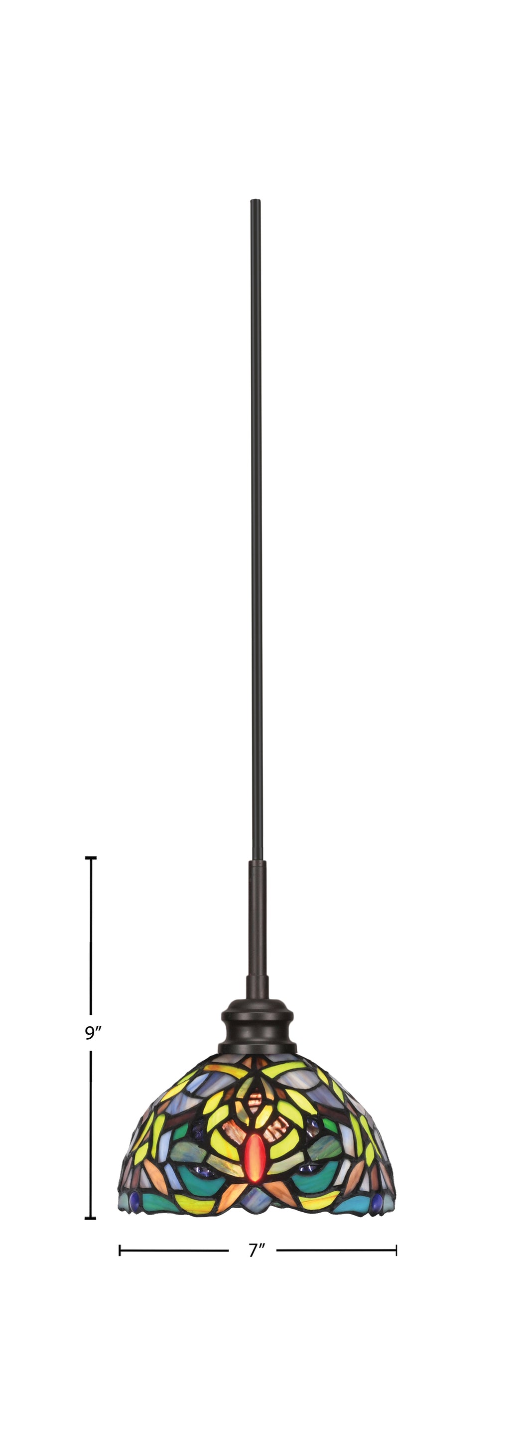 Edge One Light Mini Pendant in Espresso with 7" Kaleidoscope Art Glass Shade