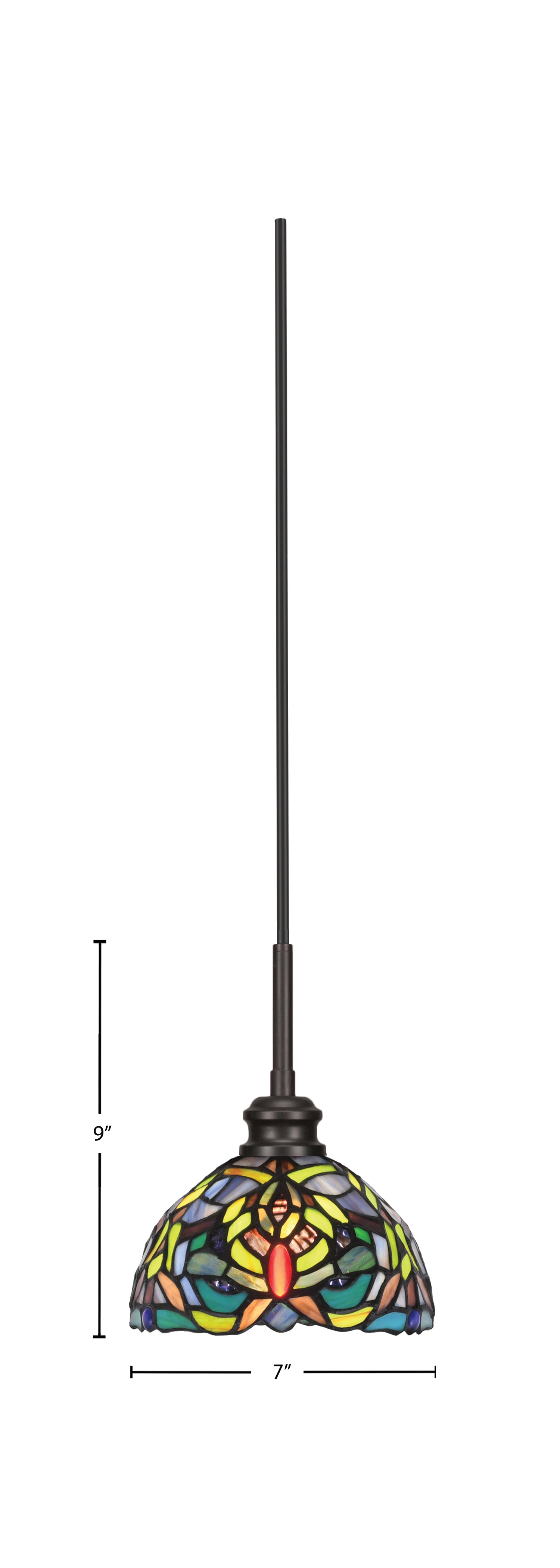 Edge One Light Mini Pendant in Espresso with 7" Kaleidoscope Art Glass Shade