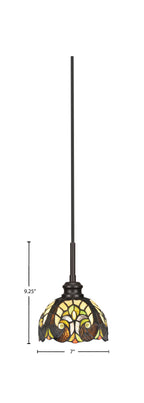 Edge One Light Mini Pendant in Espresso with 7" Ivory Cypress Art Glass Shade