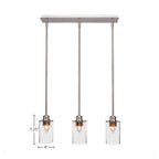 Edge Three Light Linear Pendalier in Brushed Nickel with 4" Clear Bubble Shade