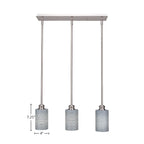 Edge Three Light Linear Pendalier in Brushed Nickel with 4" Gray Matrix Shade