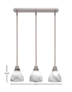 Edge Three Light Linear Pendalier in Brushed Nickel with 6.25" Onyx Swirl Shade