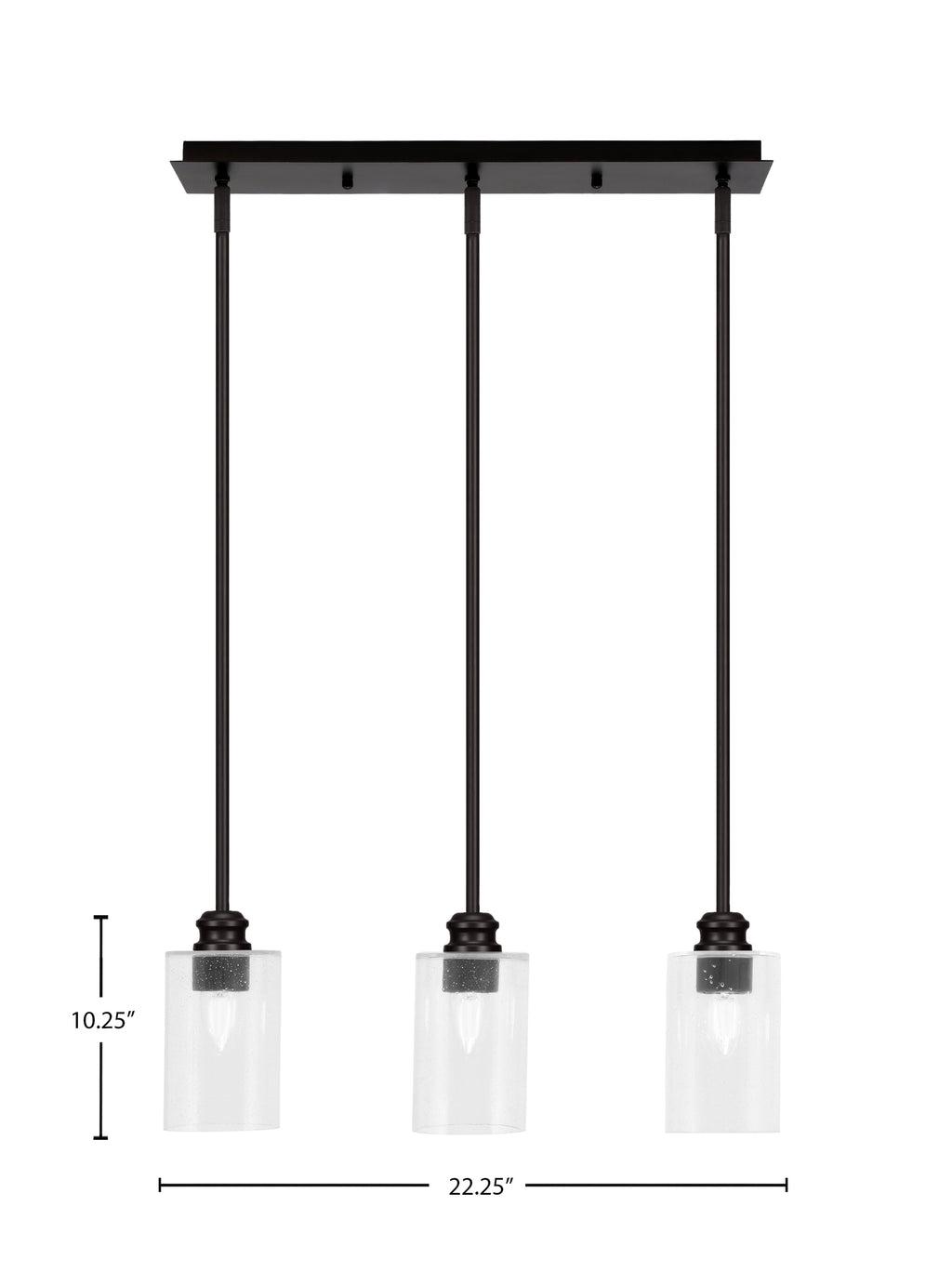 Edge Three Light Linear Pendalier in Espresso with 4" Clear Bubble Shade