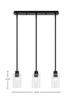 Edge Three Light Linear Pendalier in Espresso with 4" Clear Bubble Shade