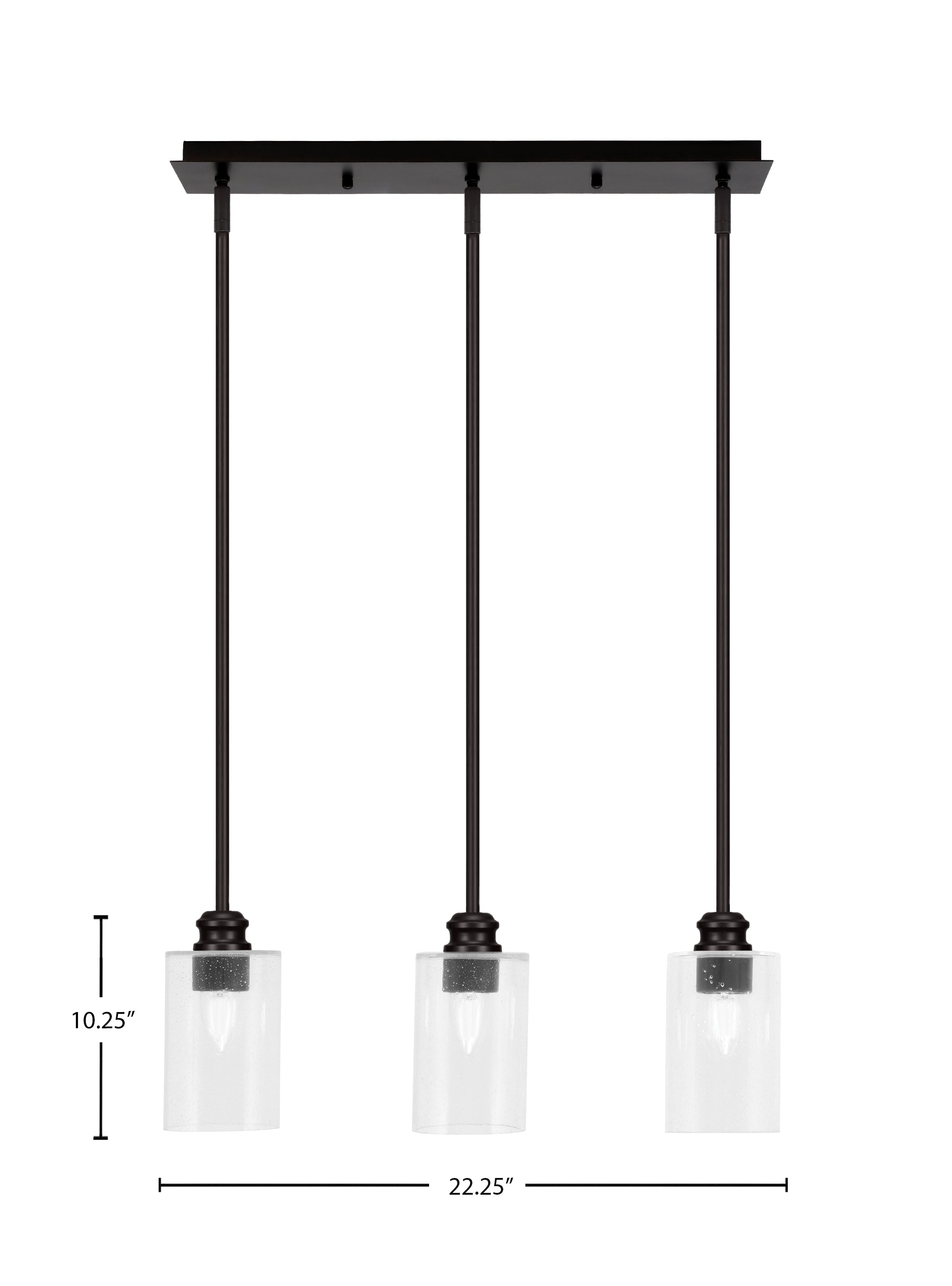 Edge Three Light Linear Pendalier in Espresso with 4" Clear Bubble Shade