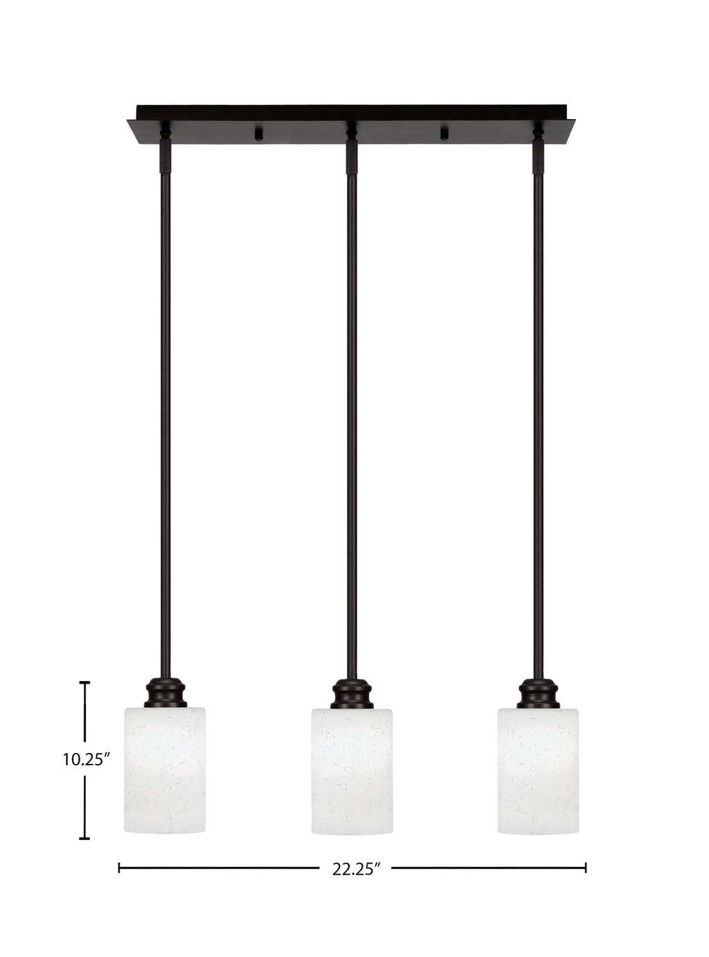 Edge Three Light Linear Pendalier in Espresso with 4" White Muslin Shade