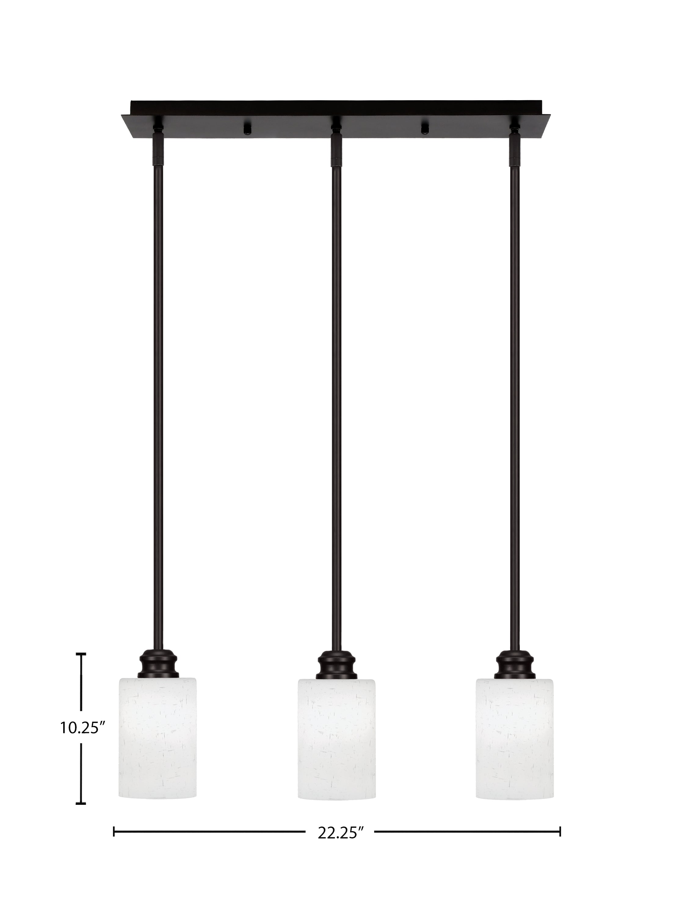 Edge Three Light Linear Pendalier in Espresso with 4" White Muslin Shade