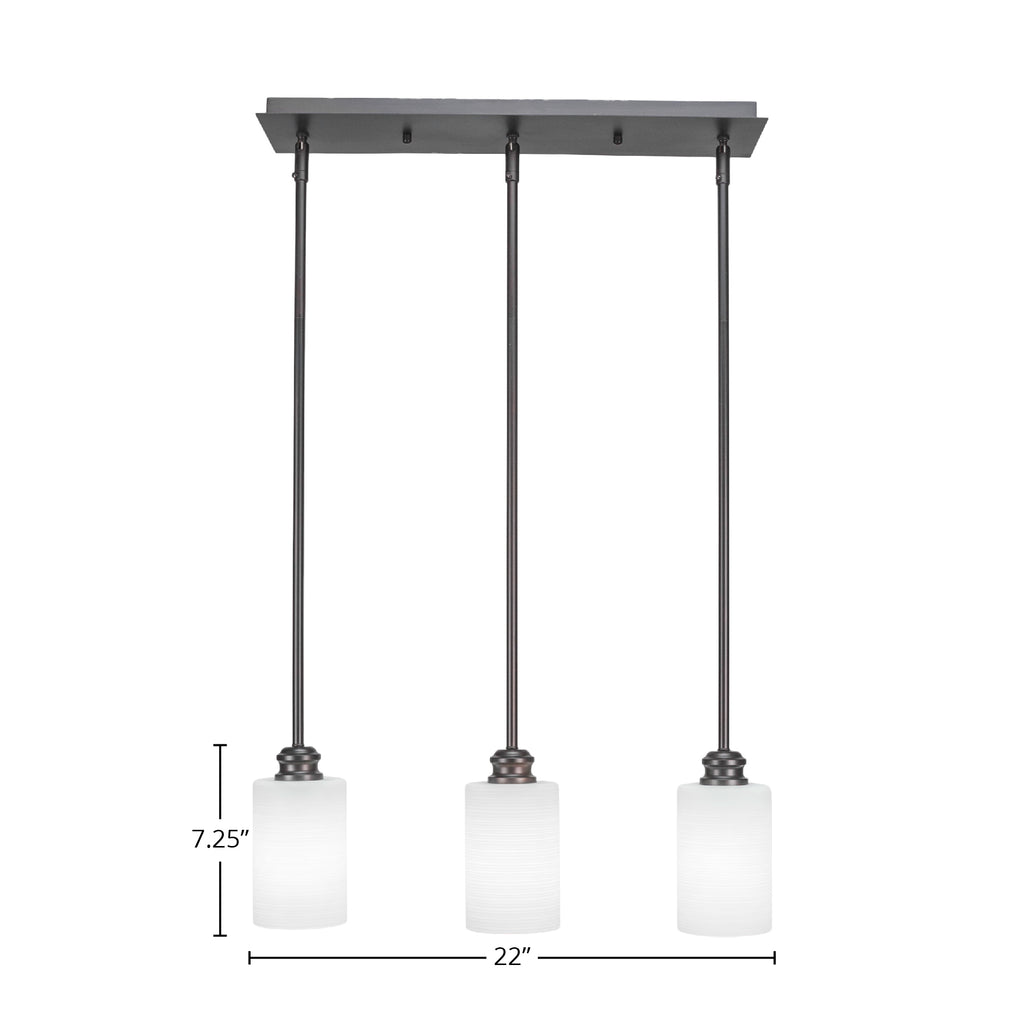 Edge Three Light Linear Pendalier in Espresso with 4" White Matrix Shade