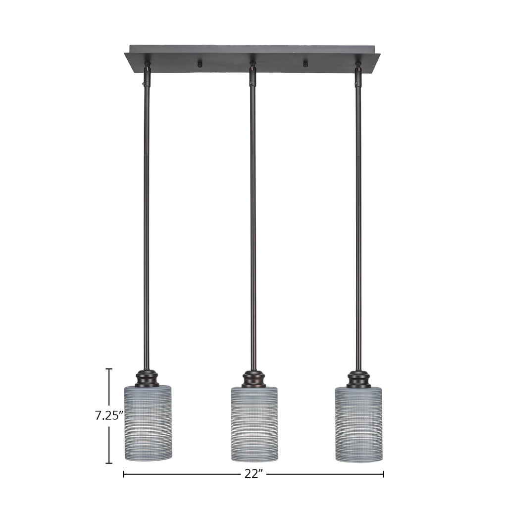 Edge Three Light Linear Pendalier in Espresso with 4" Gray Matrix Shade