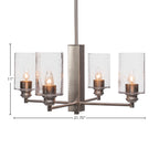 Edge Four Light Chandelier in Brushed Nickel with 4" Clear Bubble Shade