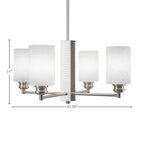 Edge Four Light Chandelier in Brushed Nickel with 4" White Muslin Shade